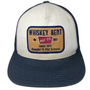 Whiskey Bent Co Trucker Hat Blue One Size Snapback Mesh Patch Texas Flag School